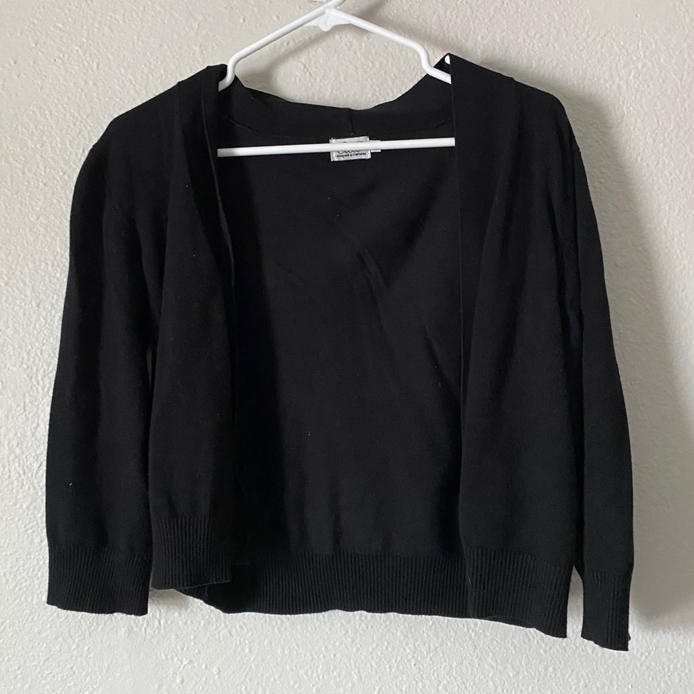 3/4 sleeve cropped black cardigan